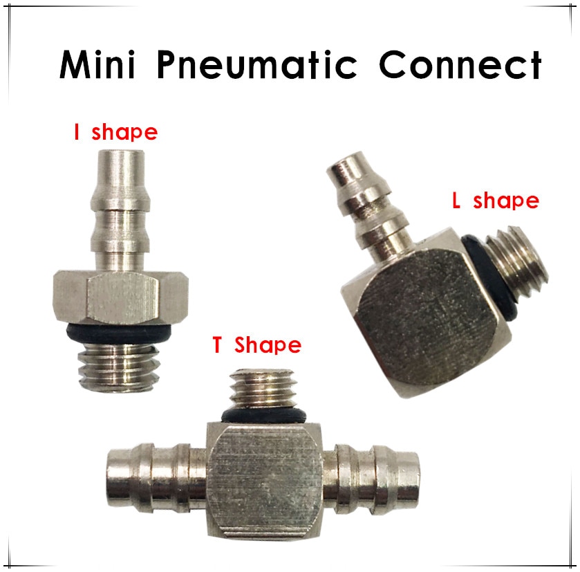 Mini Pneumatic fitting Male Thread M3 M5 M6 - Air Tube 3mm 4mm 6mm Straight Pneumatic Pipe Elbow mini Barb Connector T shape