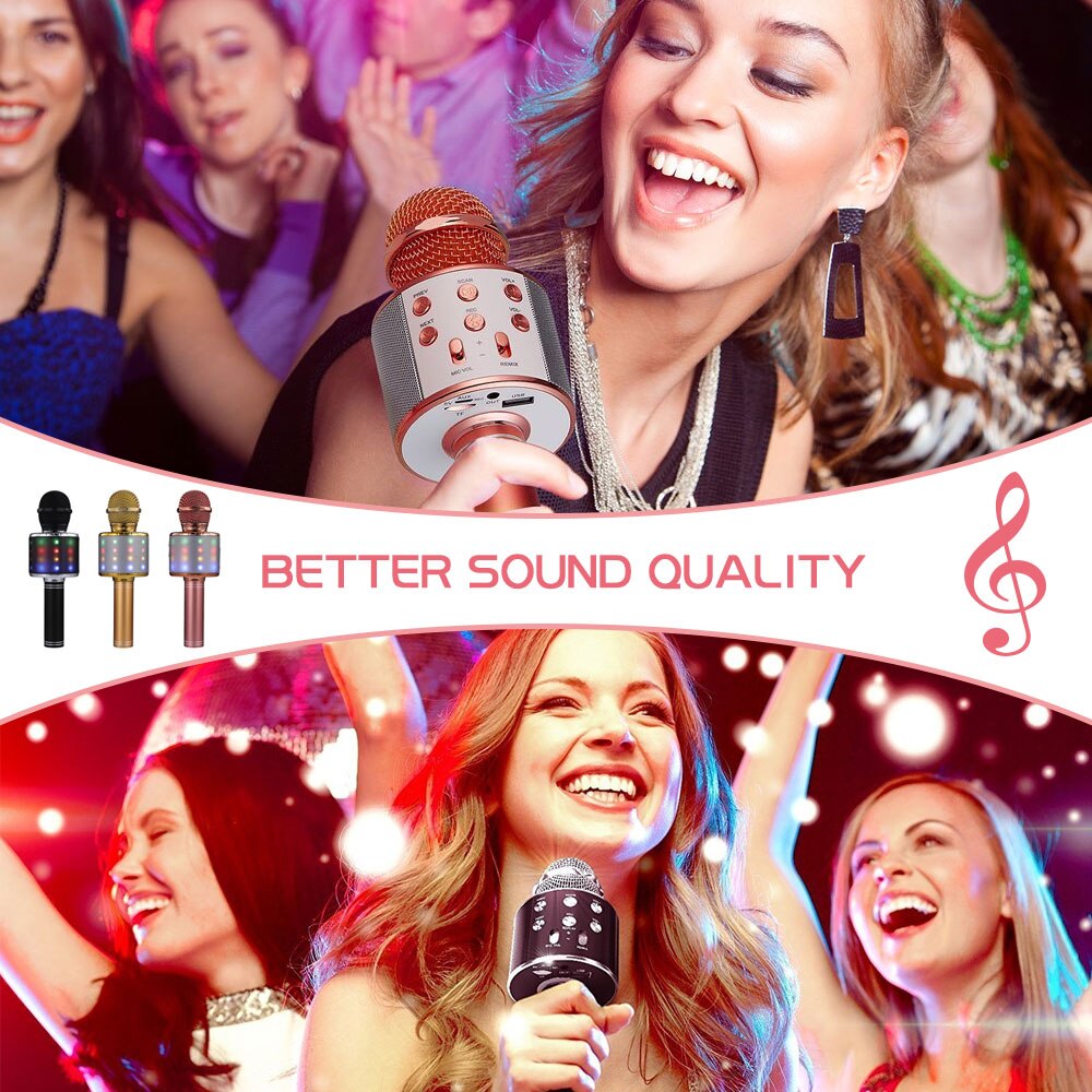 WS858 Bluetooth Wireless Condenser Magic Karaoke Microphone Mobile Phone Player MIC Speaker Record Music
