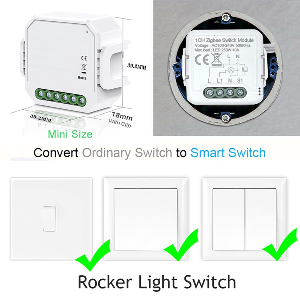 Tuya ZigBee 1 Gang Dimmer Module Light Switch Module Light Control Mobilephone APP Remote Control Intelligent Home Voice Control