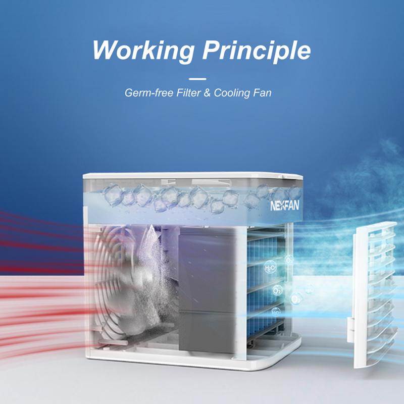 USB Desk Mini Fan Portable Air Cooler Fan Air Conditioner Light Desktop Air Cooling Fan Humidifier Purifier For Office Bedroom