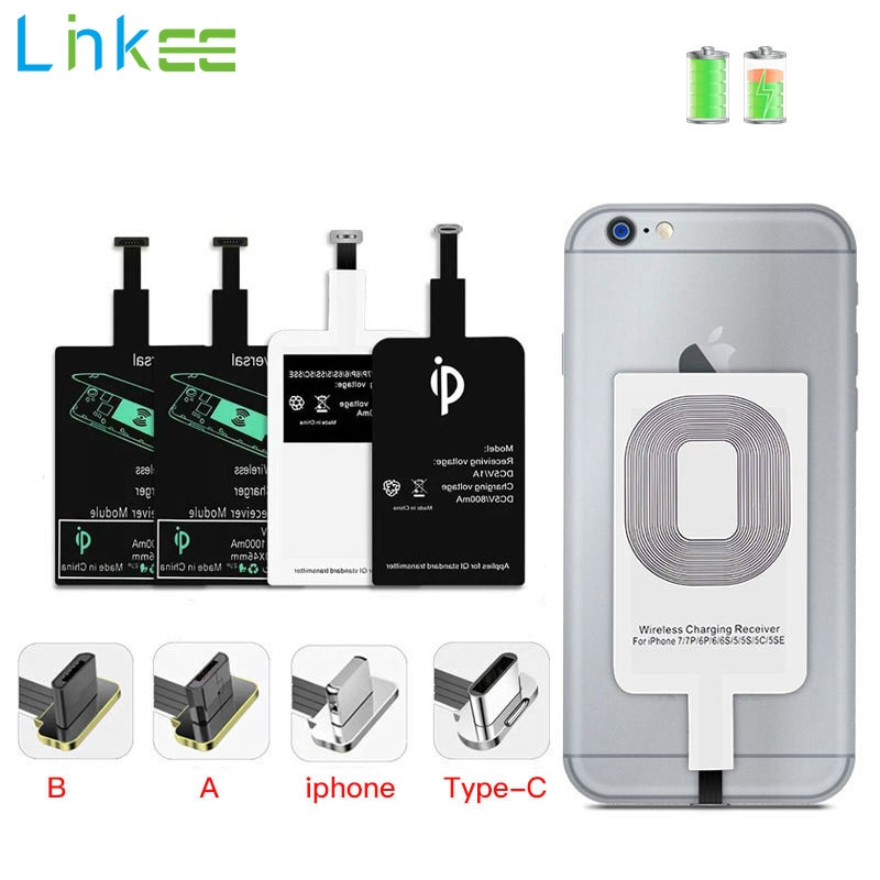 Ondersteuning Qi Draadloze Opladen Ontvanger Voor Micro Usb Type C Iphone 6 7 Plus Universele Snelle Draadloze Oplader Adapter Receiver coil