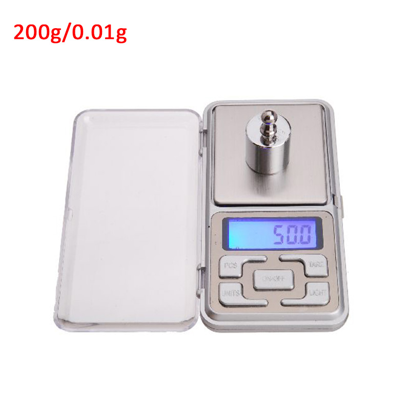 Mini Digitale Weegschaal 100/200/300/500G 0.01/0.1G Hoge Nauwkeurigheid Backlight Elektrische Pocket voor Sieraden Gram Gewicht Voor Keuken: ABS 200g 0.01g