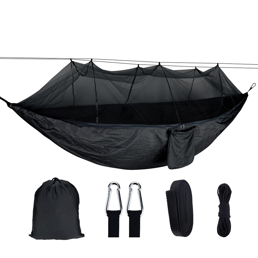 Hängmatta med myggnät resehängmatta nylon för vuxencamping utomhushängande svängsäng bärbar campingtält sovsäng: 8
