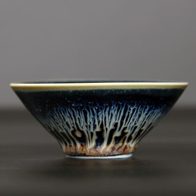 Højkvalitets ren håndlavet kung fu porcelæn tekop kinesisk jianzhan oliedråber håndværk master tekopper tianmu glasur teskål: 02