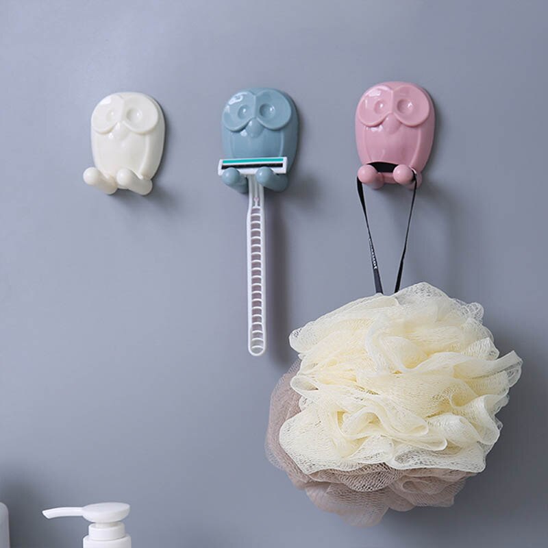 Autoadhesivo multifunción búho forma soporte para cepillos de dientes montado en la pared enchufe almacenamiento colgador baño accesorio pegar ganchos