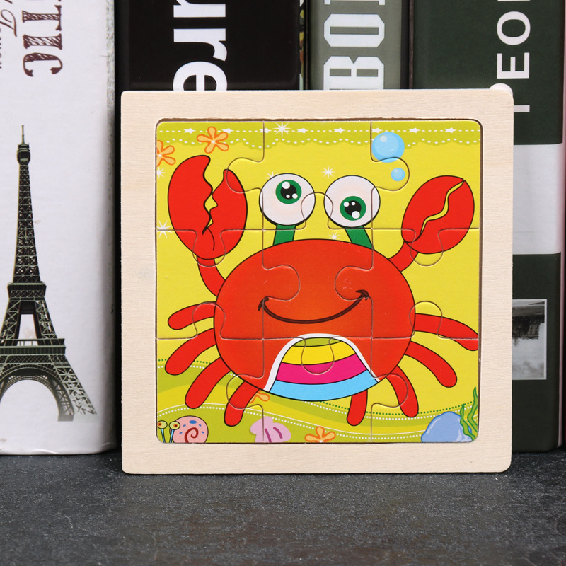 2020 I Più Nuovi 3D di Legno Di Puzzle Del Fumetto Bambini Educativi del Giocattolo Caldo di 17 Stili di Sviluppo di Apprendimento di Figura di Colore Del Bambino Giocattoli: Crab