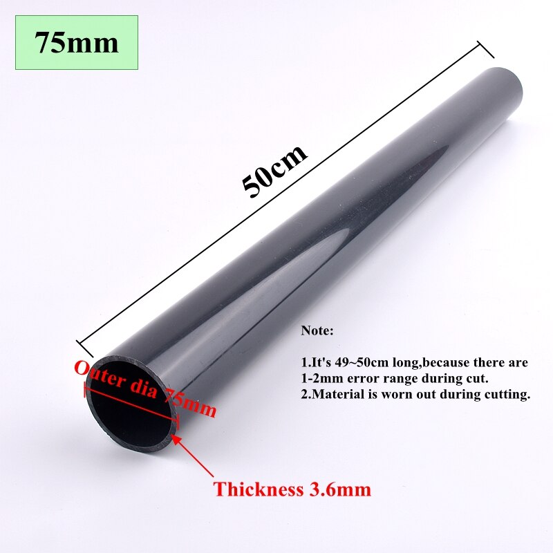 2pcs Dark Grey O.D 20~225mm UPVC Pipe Aquarium Fish Tank Water Tube Home DIY Watering Accessories Hydroponic Planting Frame Tube: Outer dia 75mm