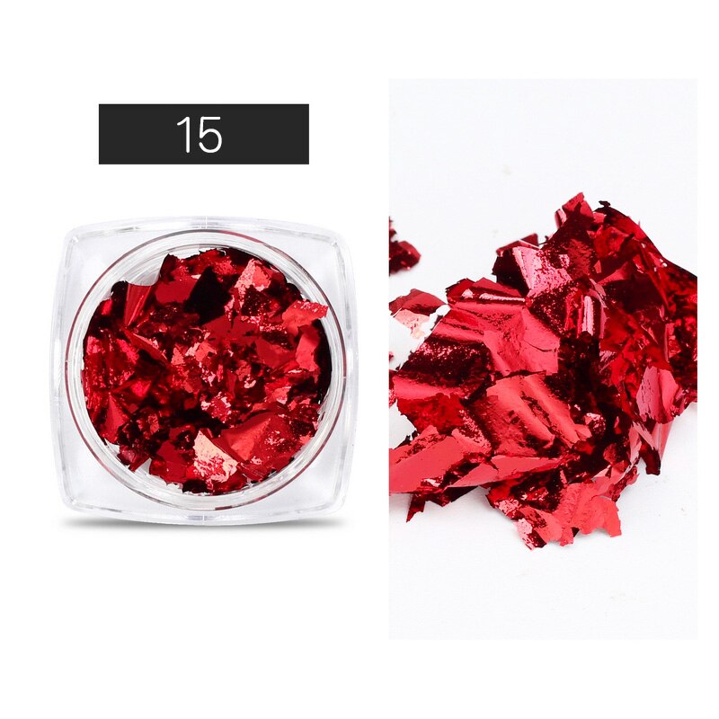 1 Box Nail Art Sticker Kleurrijke Onregelmatige Folies Papier Goud 3D Flakies Manicure Nail Art Diy Decoratie Accessoires: 15