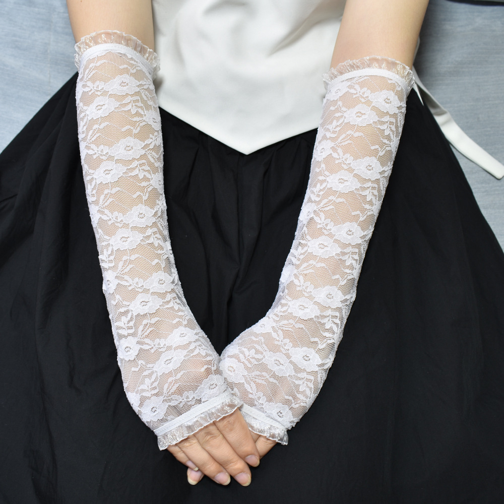 Half-Vinger Zonnebrandcrème Kanten Handschoenen Lange Arm Pak Dress Up Kostuum Accessoires Dark Cosplay Sexy Handschoenen Kanten Handschoenen Gothic handschoenen