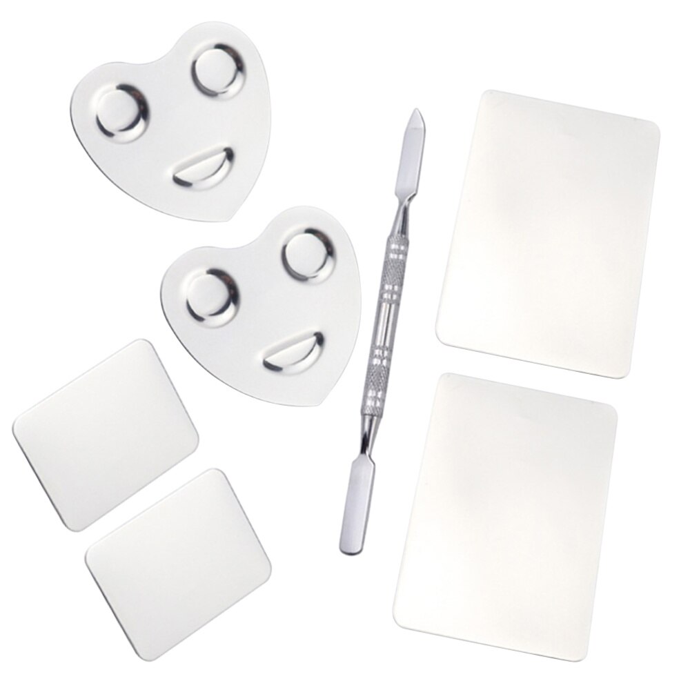 1 Set/7Pcs Nail Art Toning Plaat Rvs Nail Schoonheid Kleur Mengen Tray Nail Art Tool Voor mannen Vrouwen