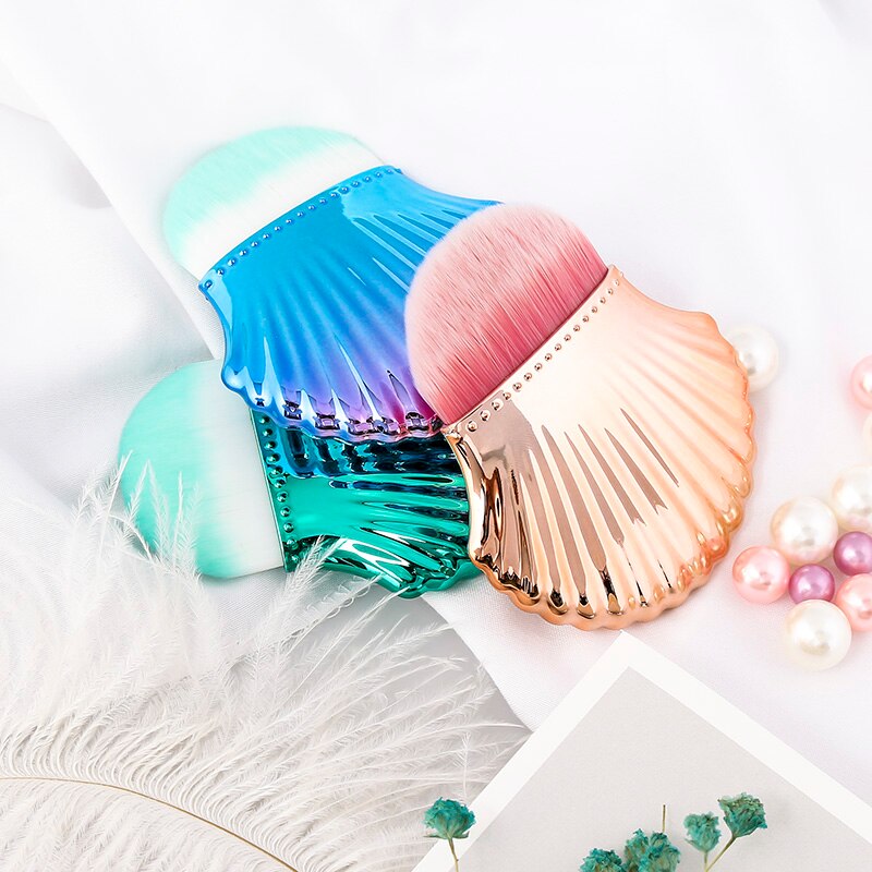 Shell Shape Nail Brush Clean Dust Powder Portable Make Up Brush Foundation Concealer Face Blush 3 Colors Beauty Makeup Tools