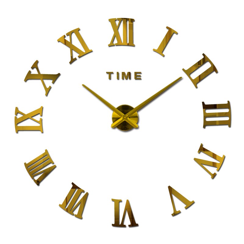 Echt Digitale Spiegel Große Wanduhr Moderne Wohnzimmer Quarz Metall Uhr Freies Hause Dekoration: Gold / 47Zoll