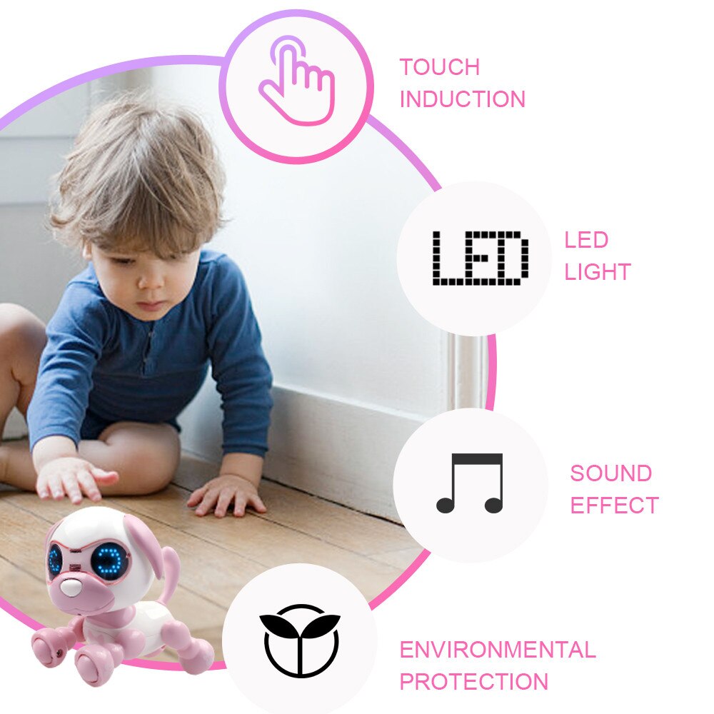 Interactivo RC Perro Robot de juguete inteligente electrónica mascotas perro de los niños de juguete Animal ojos LED grabación de sonido cantar dormir juguetes inteligentes