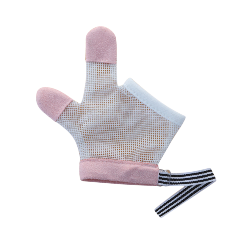 1 par de niños infantil Anti-mordedura comer protección para manos guantes de bebé evitar morder los dedos las uñas guante para Toddle los niños inofensivo conjunto: pink Two fingers M