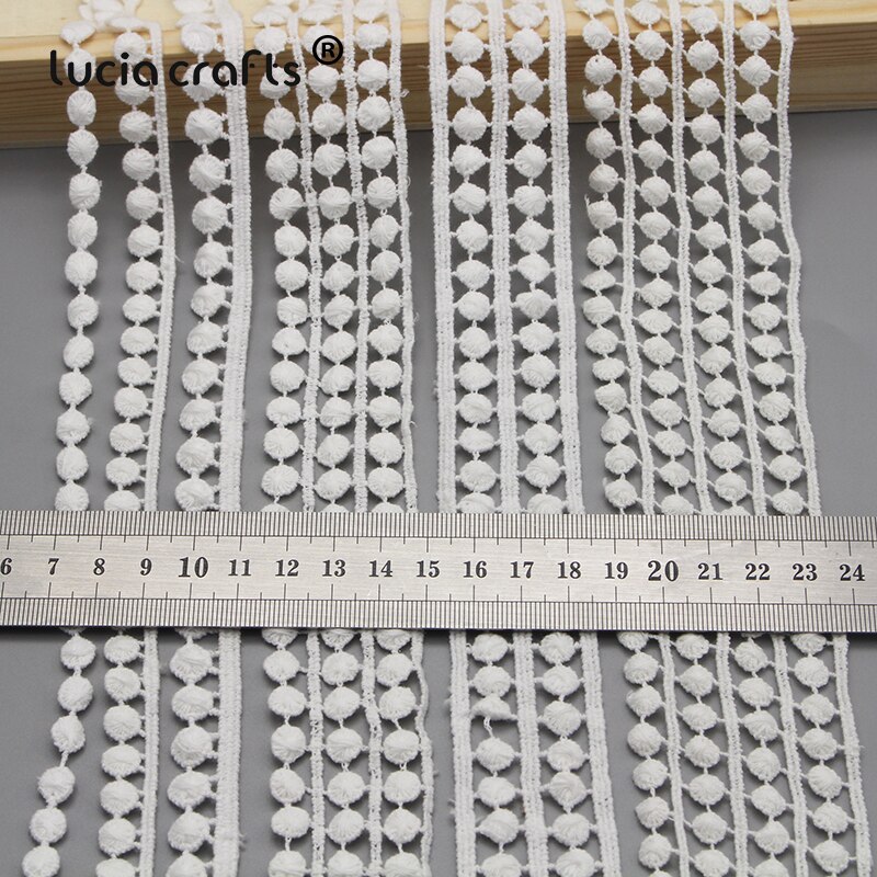 Lucia crafts 3 yards/parti hvidt hult bomuldsblonde stof trimbånd hovedbeklædning syning gør-det-selv beklædningsgenstand dekorationstilbehør  n0401