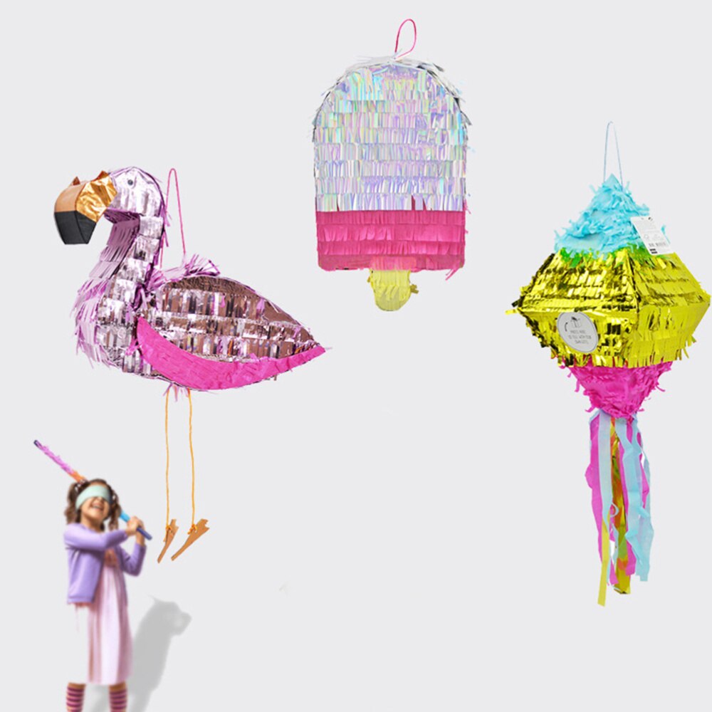 1pc pinata flamingo aluminiumsfolie flerfarvede fiesta spil rekvisitter candy beat legetøj til fest