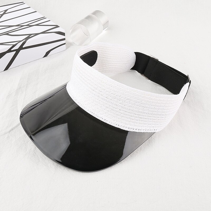 Chapeau femmes été chapeau de paille transparent style coréen casquette chapeau de soleil tout-match sans fond chapeau de soleil: White