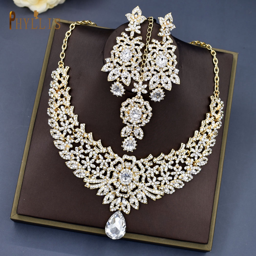 C30 Wedding Bride collana con catena frontale orecchini Set Dubai Set di gioielli regali per le donne accessori da sposa africani indiani