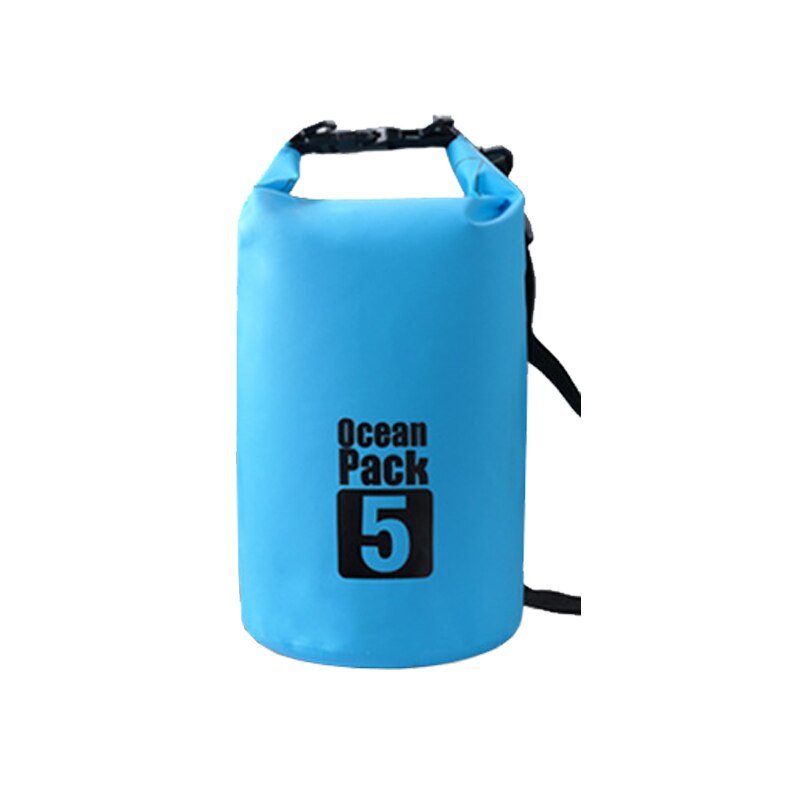 5l udendørs vandtæt tør vandretaske camping uigennemtrængelig rygsæk svømning strandcykel tilbehør havpakke vandafvisende: Blå