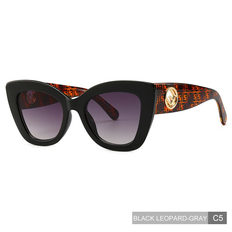 Madeliny cat eye solbriller kvinder vintage klassisk cateye solbriller gradient brand retro briller  uv400 ma056: C5 sort leopardgrå