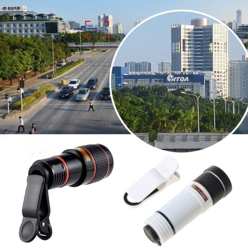 Cell Phone Camera Lens Kit,Universal 12X Clip-On Telephoto Telescope Camera Mobile Phone Zoom lens for most Smartphone 53CF