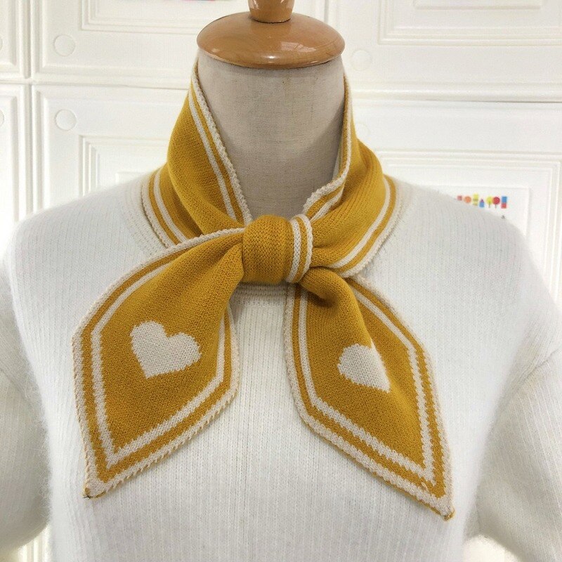 Forår strik uld kvinde tørklæde kærlig hjerte ren farve halstørklæde bufanda mujer hår tørklæde 95-9.5cm dame tørklæder hovedbeklædning