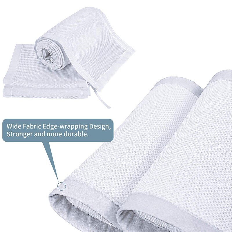 Parachoques para cuna de bebé, forro de cuna de malla transpirable clásico, 2 unids/set (blanco)
