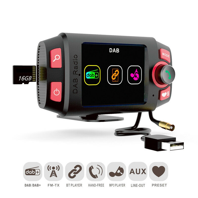 2.4Inch Car DAB+/DAB Radio Adapter FM Transmitter with Bluetooth Hands-Free and Music Playback Car Kit MP3 Player