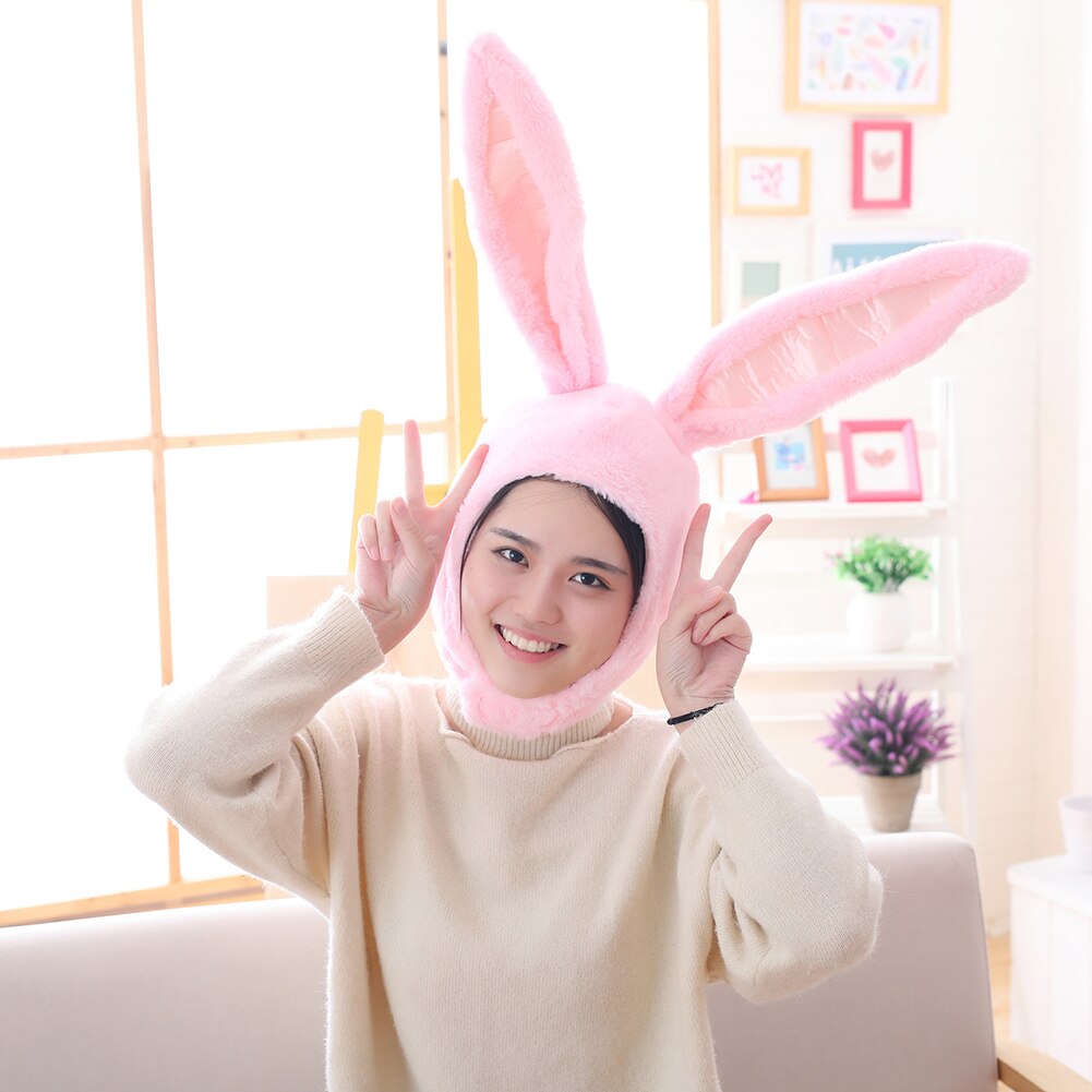 Japanese Cute Plush Funny Eastern Bunny Ears Cap Mask Adult Kids Halloween Party Cosplay Animal Hood Hat Winter Warm Costume