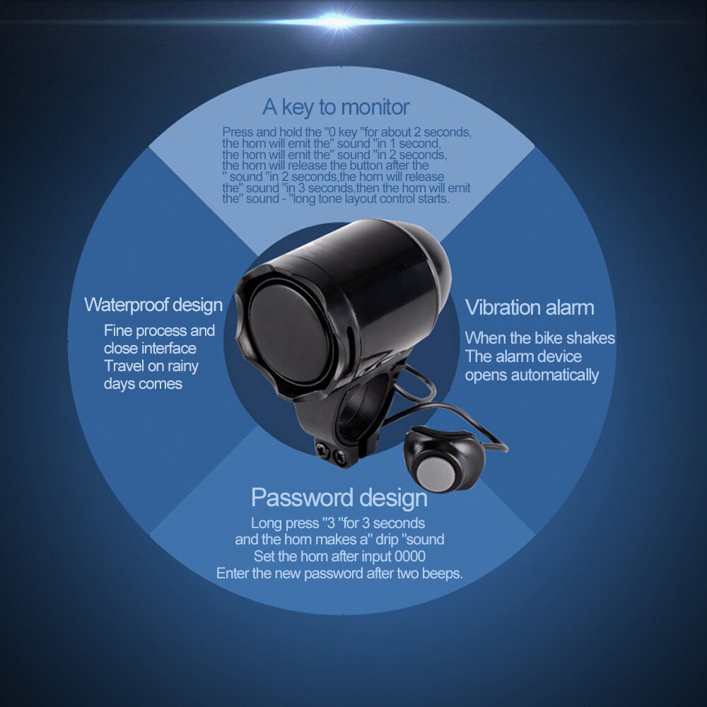 Waterdichte Loud Fietsen Elektrische Fiets Hoorn Wachtwoord Fietsstuur Ring Bell Veilig Waarschuwing Fietser Accessoires Speaker