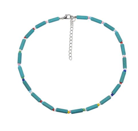 Bohemian Style Bead Necklaces for Women Blue Beaded Pearl Flower Pendant Clavicle Chain Collar Layered Chains Necklace Jewelry: 14