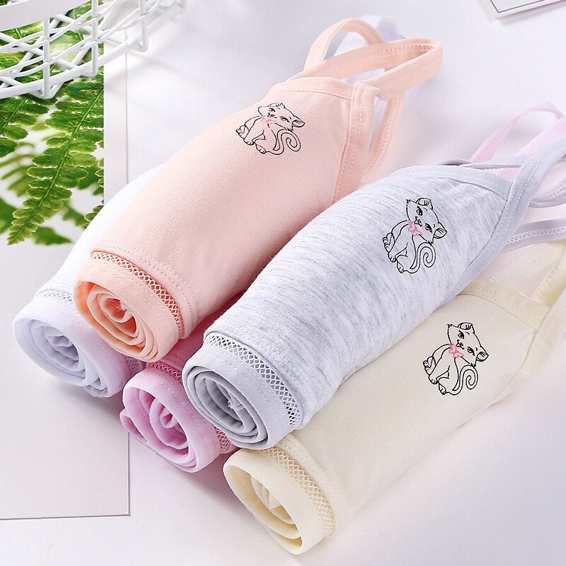 Girls Bras Teen Underwear Cotton Thin Strap Teenager Training Bra for 8-16 Years Summer Kids Vest Adolescente Underwear