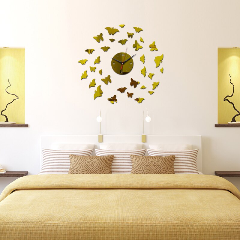 Specielle ur wallstickers spejl akryl quartz ur smuk moderne reloj de pared horloge vintage