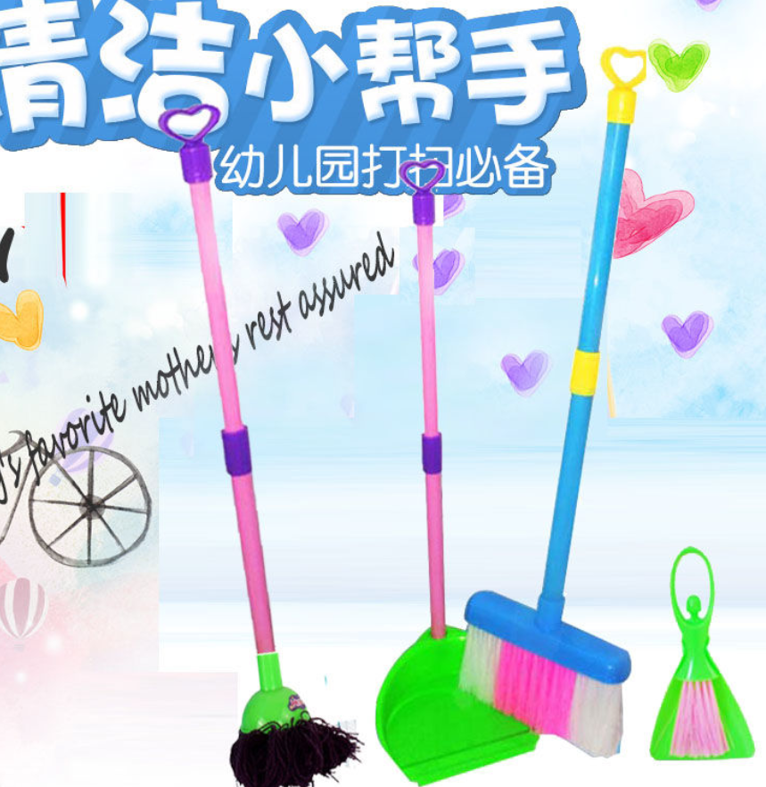Simulation de maison de jeu pour enfants, Mini brosse de nettoyage éducative, outils de maison, balai, vadrouille, jouet pour ménage: 5PCS