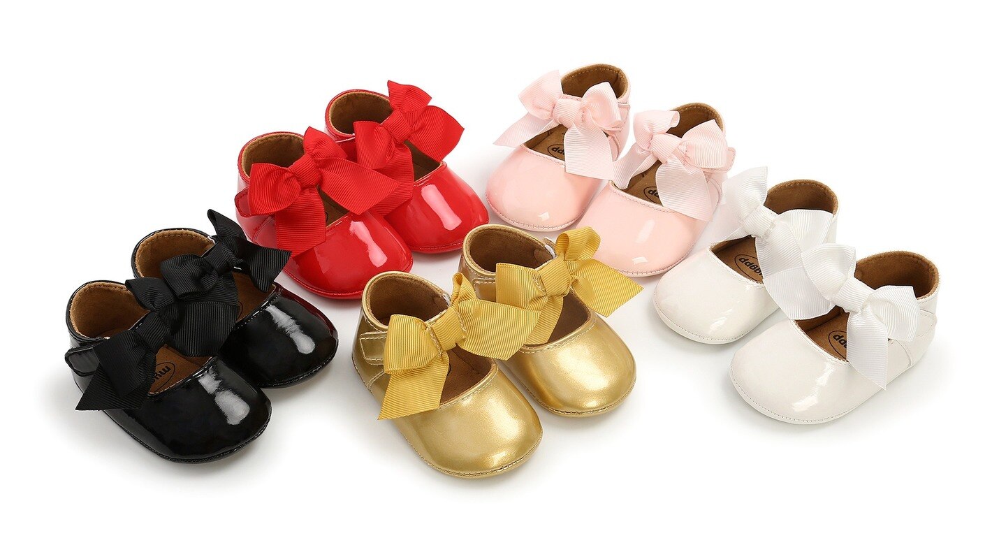 Heldere Leer Boog Baby Schoenen Voor Meisjes Mocassin Peuters Soft Sole Antislip Princess Schoenen Infant Wandelen Schoen Eerste Wandelaars