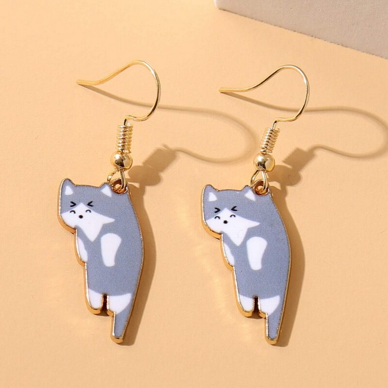Pendientes de gatito de cristal brillante para mujer y niña, aretes de gato de acero inoxidable, accesorios de joyería, ,: 13