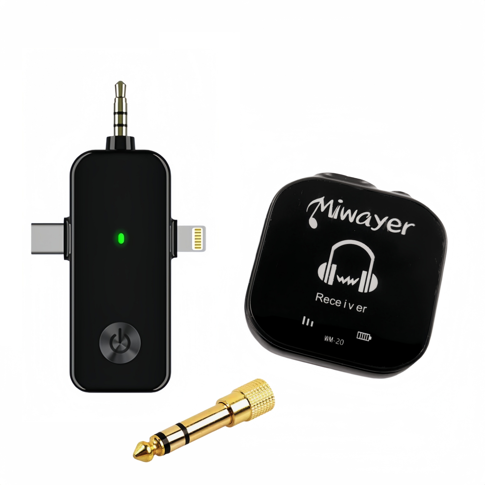 Miwayer 5.8G Draadloos in-ear monitorsysteem Zenderontvangersysteem IEM-systeem met zenderontvanger Automatisch koppelen: Light Grey