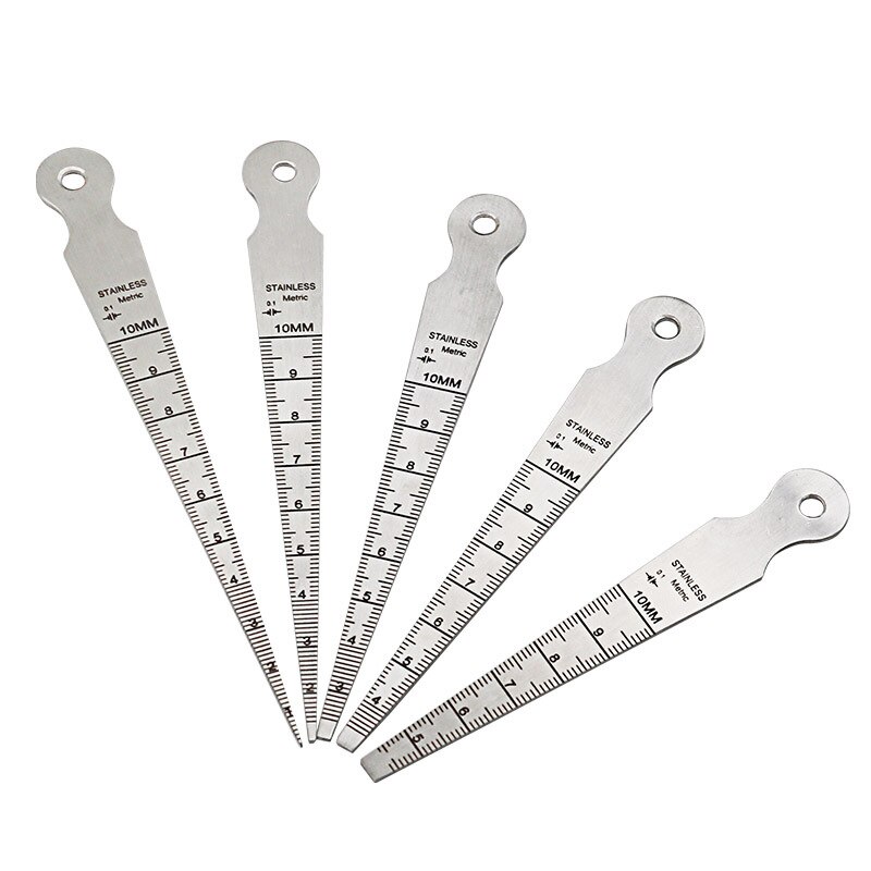 5pcs/set Gap Ruler 1-10mm Stainless Steel High Precision Tapered Ruler Aperture Triangular Wedge Gauge Measurement Tools