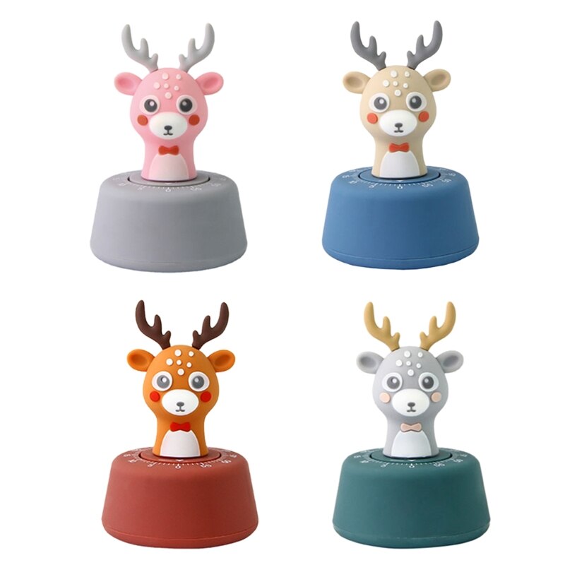 Christmas Cartoon Deer Kitchen Timer Mechanical Wind-Up Time Countdown Reminder 87HB