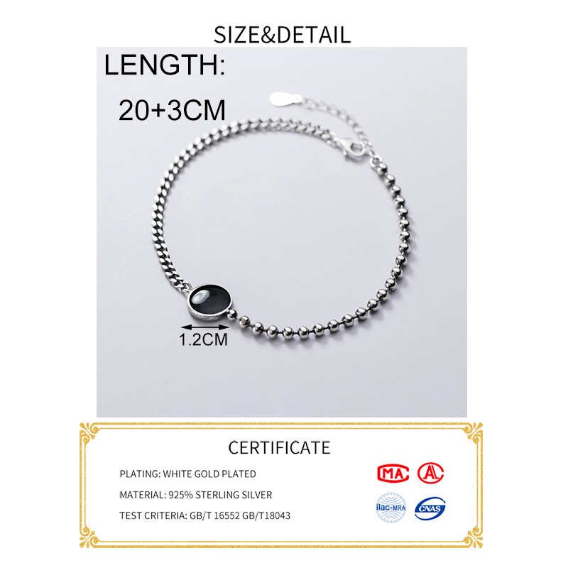 INZATT Echt 925 Sterling Silber Asymmetrie Kette Fußkettchen Für charmant Frauen Schwarz Emaille Jahrgang Edlen Schmuck Zubehör