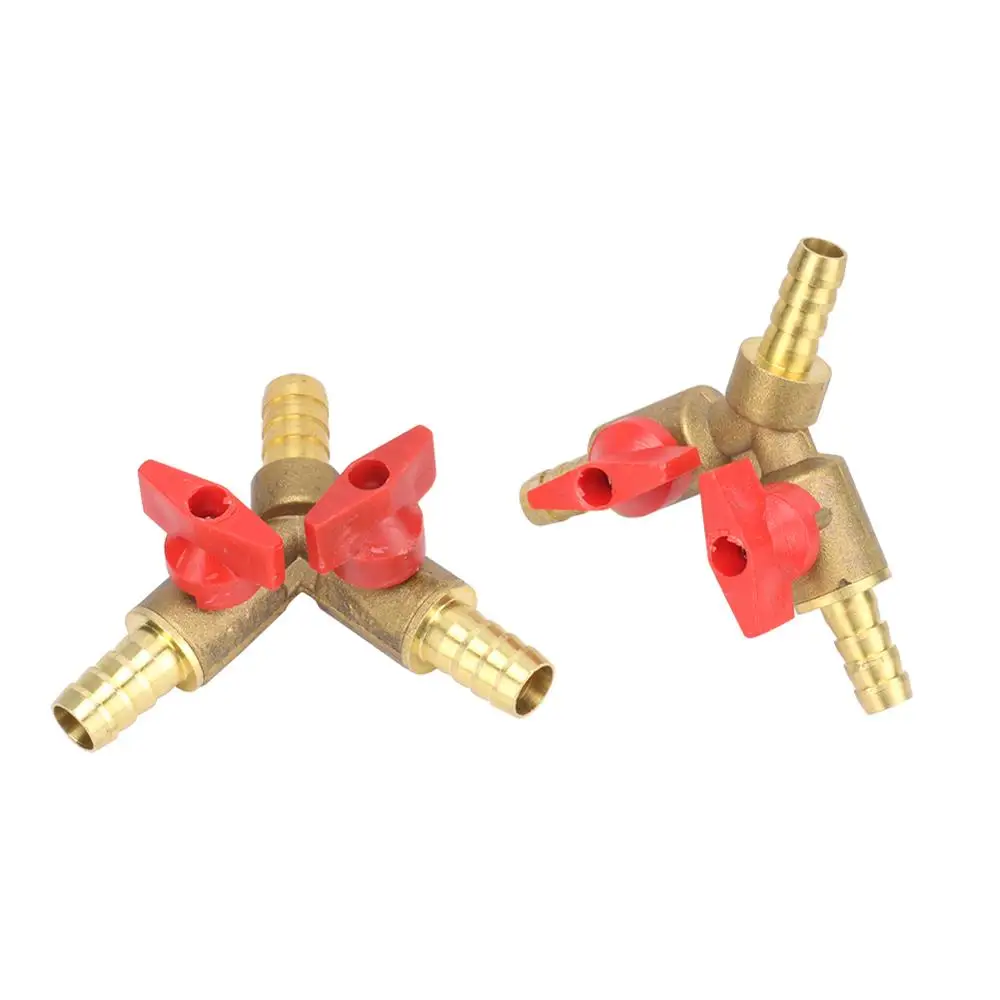 8mm 10mm tuyau barbe en forme de Y à trois voies en laiton arrêt robinet à tournant sphérique raccord de tuyau adaptateur pour carburant gaz eau huile Air 1 Pc