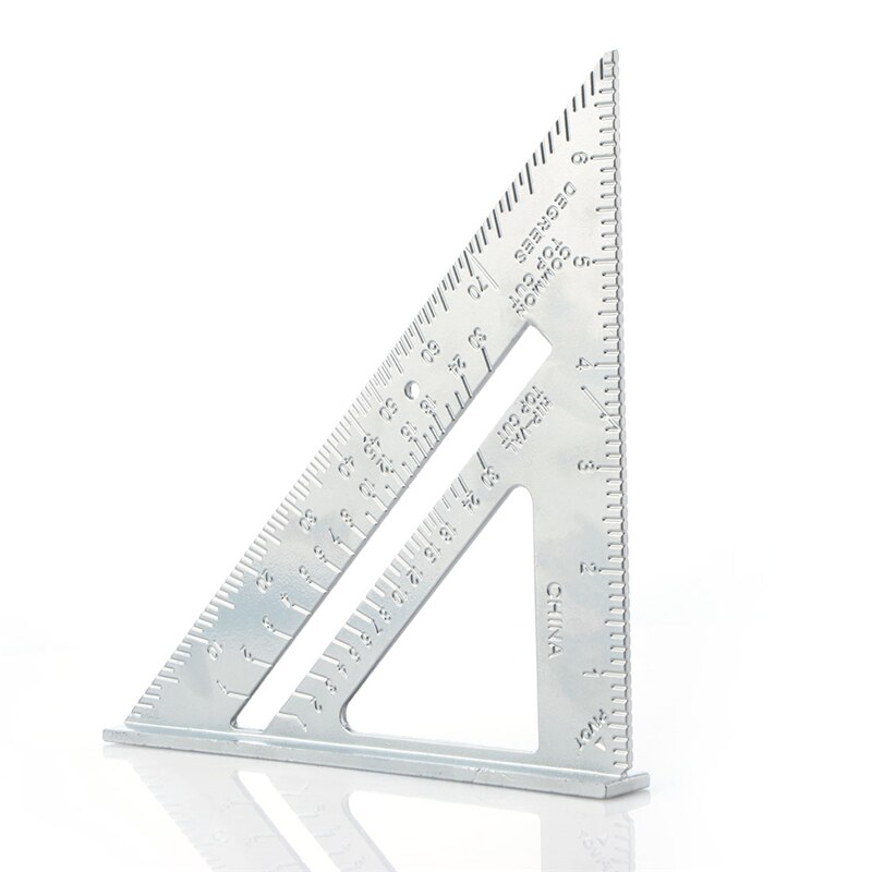 Regla triangular de aleación de aluminio de 7 pulgadas para carpintería regla triangular cuadrada de 90 grados 45 grados de pulgada métrica