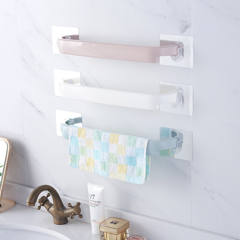Nyttigt selvklæbende plastikhåndklædestativ vægmonteret stempelfrit køkkenrudestativ bærbart håndklædeholder badeværelse tilbehør