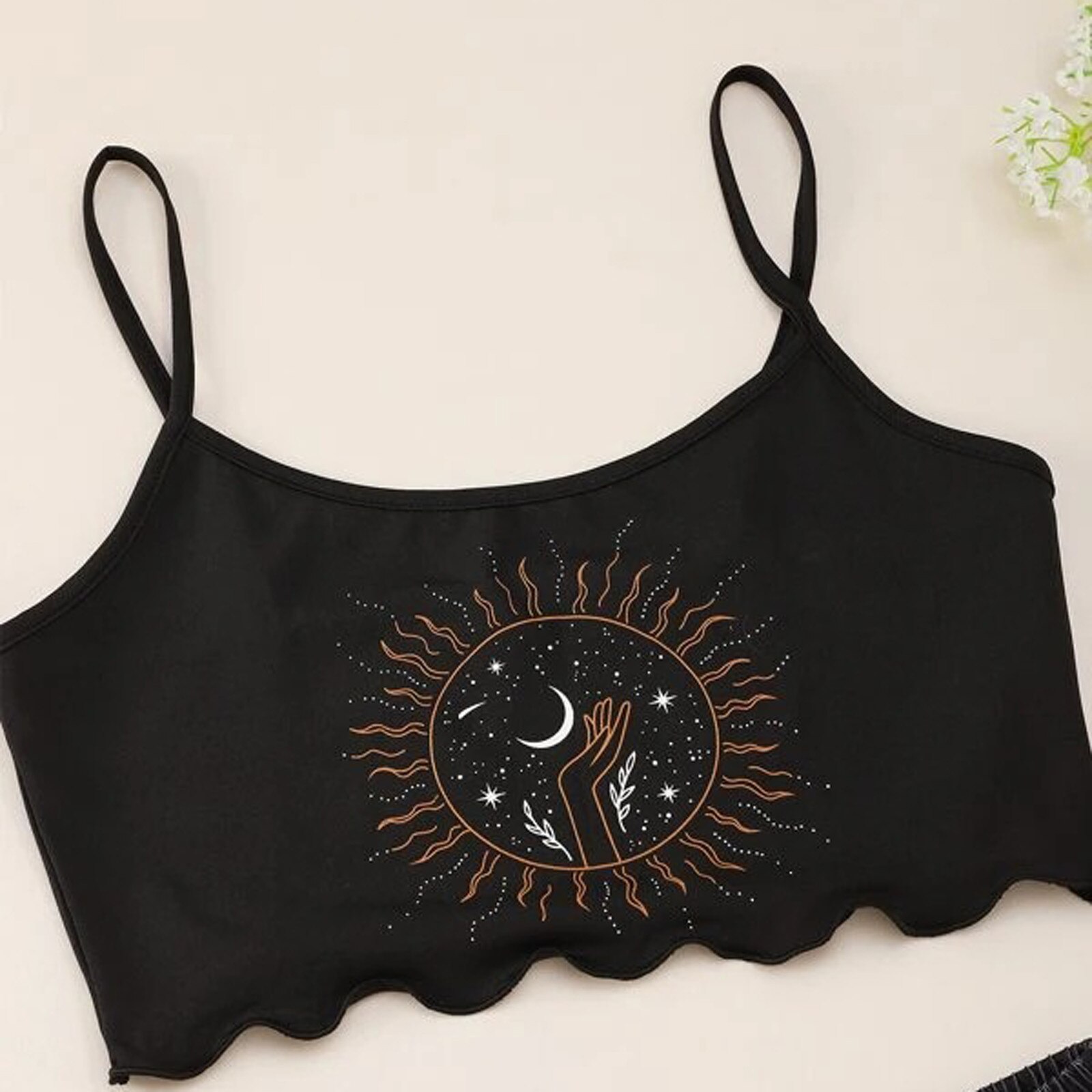 Pijama con estampado de sol y luna para mujer, ropa de dormir informal para la familia, pantalones cortos con tirantes, 40x40