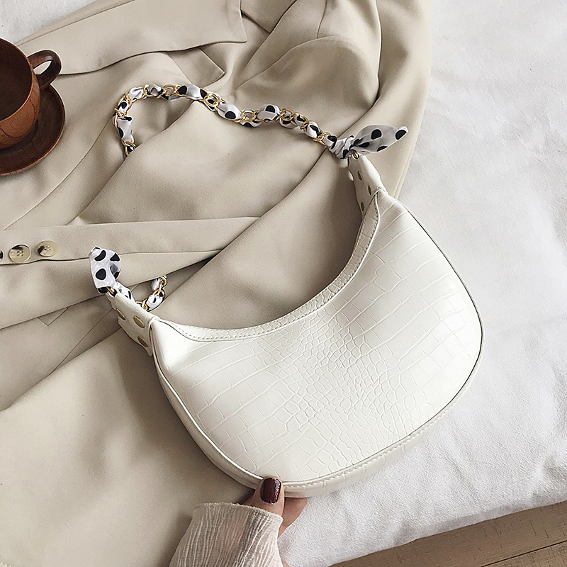 [BXX] Crocodile modèle PU cuir sacs à bandoulière pour les femmes sacs à main femme voyage de luxe chaîne sac HM289: white