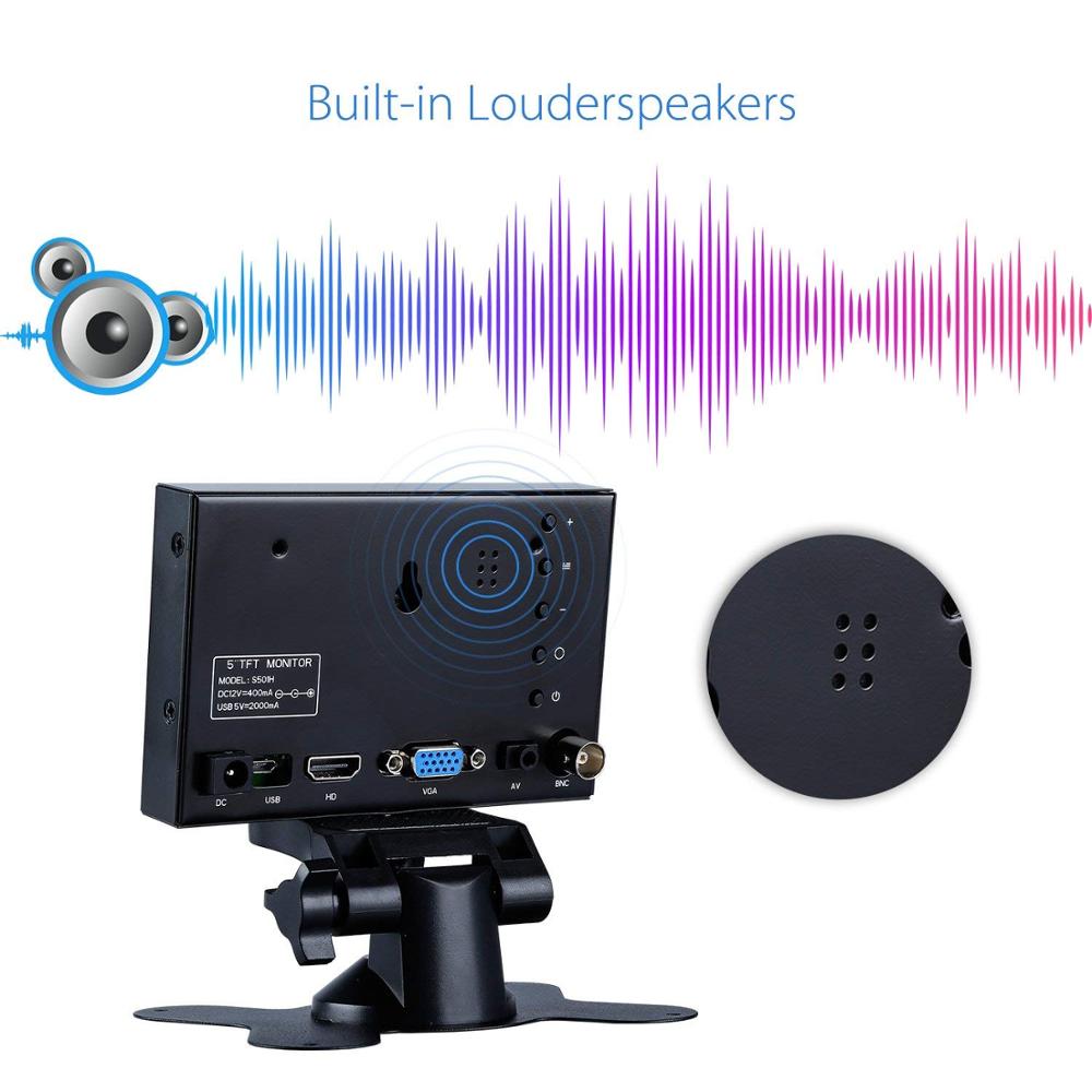 Eyoyo – moniteur Portable de voiture 5 pouces, petit écran LCD 800x480 IPS, affichage Hdmi, vga, BNC AV/VGA, LED