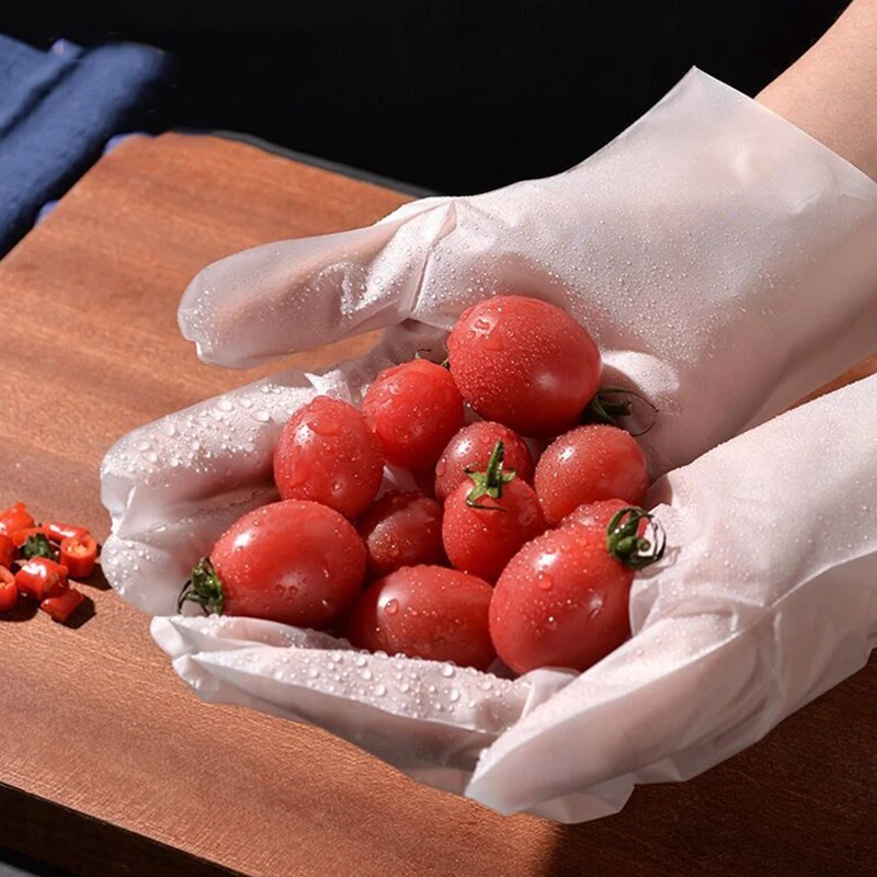 Guantes desechables de TPE para cocina, baño, restaurante, Camping, viajes, herramientas de limpieza del hogar impermeables a prueba de aceite, 100 Uds.