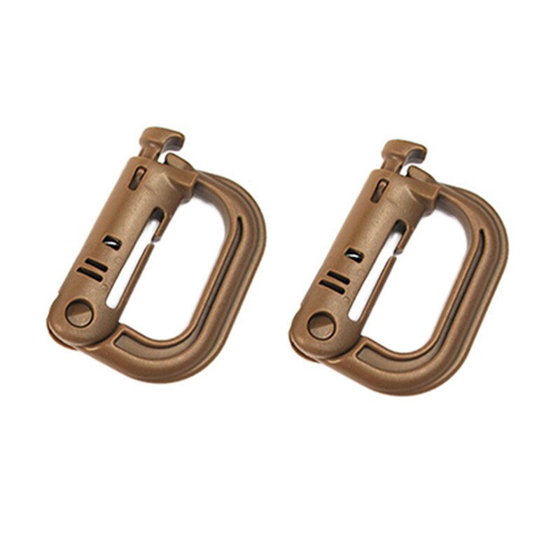 4pcs Climbing Carabiner D-shape Buckle Locking Ring Plastic Clip Snap Buckle Carabiner Keychain ITW Fastener Hiking Bag Buckle: 2pcs brown