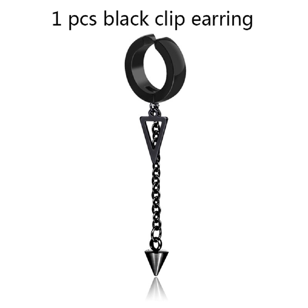 Męskie nausznice biodro chmiel punk hipoalergiczne tytanowe stalowe kolczyki klips robić ucha kolczyki bez przekłuwania akcesoria męskie: triangle czarny