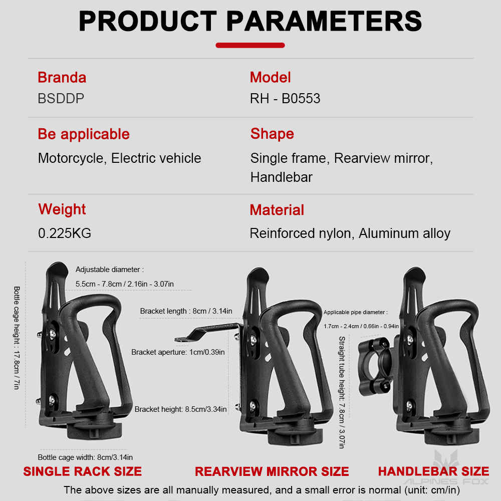 Motorcycle Water Cup Holder Universal Drink Holder Motorcycle Handlebar Bottle Holder Nylon Adjustable Bottle Holder